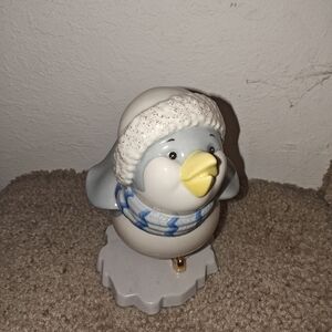 Lenox Winter Ice Skating 5" Penguine Figurine Holiday Hat Scarf 24K